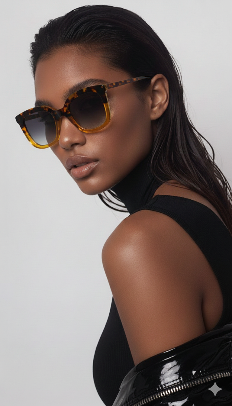 Modelo con gafas de pasta naranjas Kayros modelo Mireia en BLACK FRIDAY