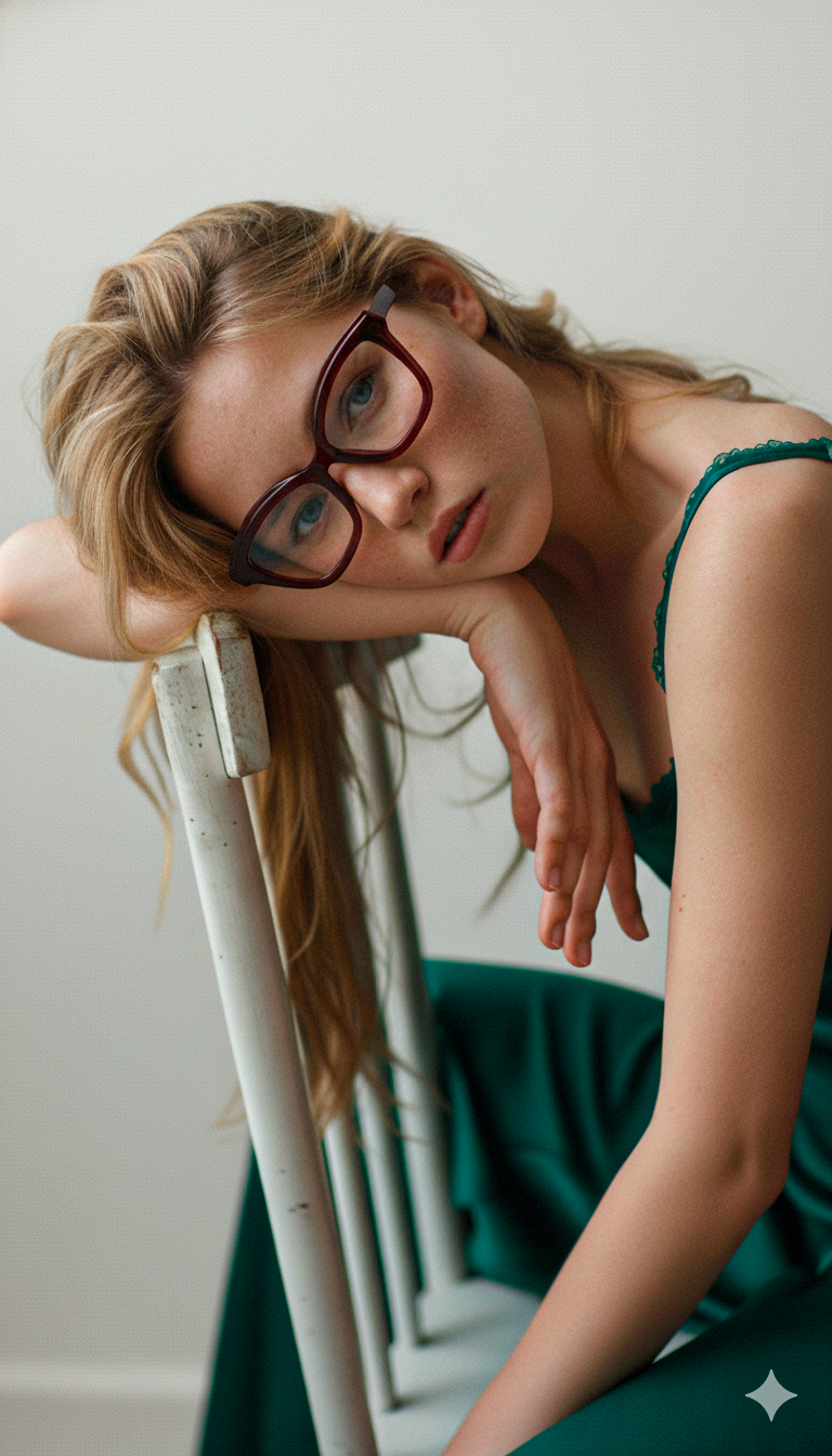 Modelo con gafas de pasta rojas Kayros modelo Astra en BLACK FRIDAY