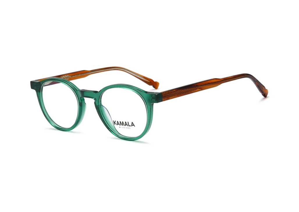 Gafas graduadas de acetato Kamala CORAL Green en vista frontal