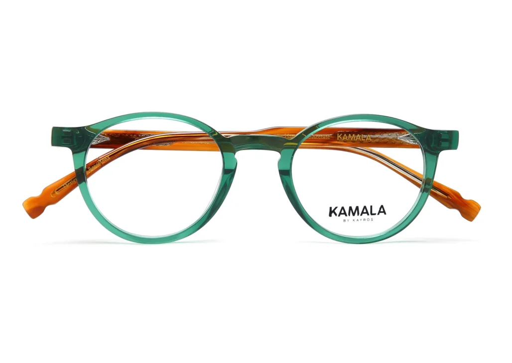 Gafas graduadas de acetato Kamala CORAL Green en vista lateral