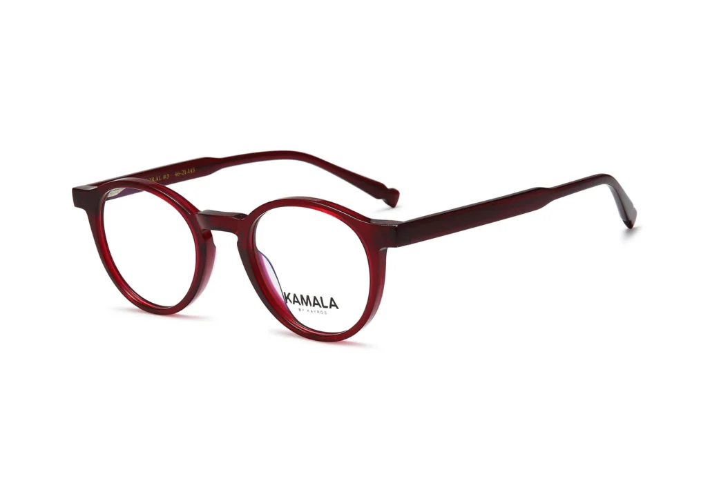 Gafas graduadas de acetato Kamala CORAL Red en vista frontal