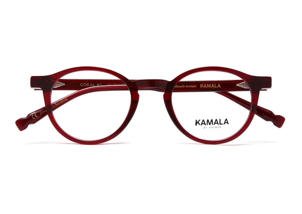 Gafas graduadas de acetato Kamala CORAL Red en vista lateral