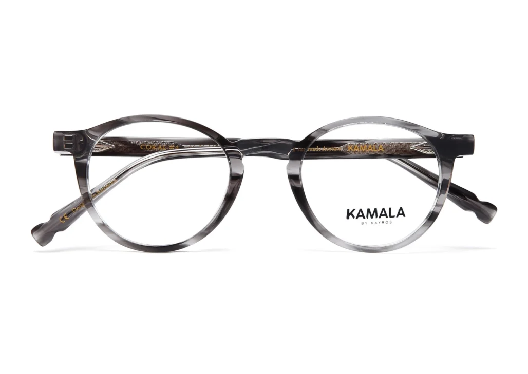 Gafas graduadas de acetato Kamala CORAL Grey en vista lateral
