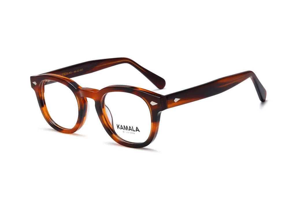 Gafas graduadas de acetato Kamala GAZE Brown en vista frontal