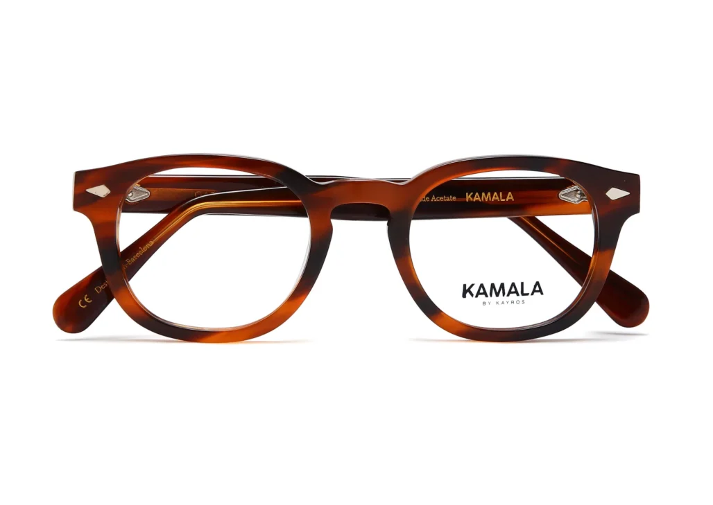 Gafas graduadas de acetato Kamala GAZE Brown en vista lateral