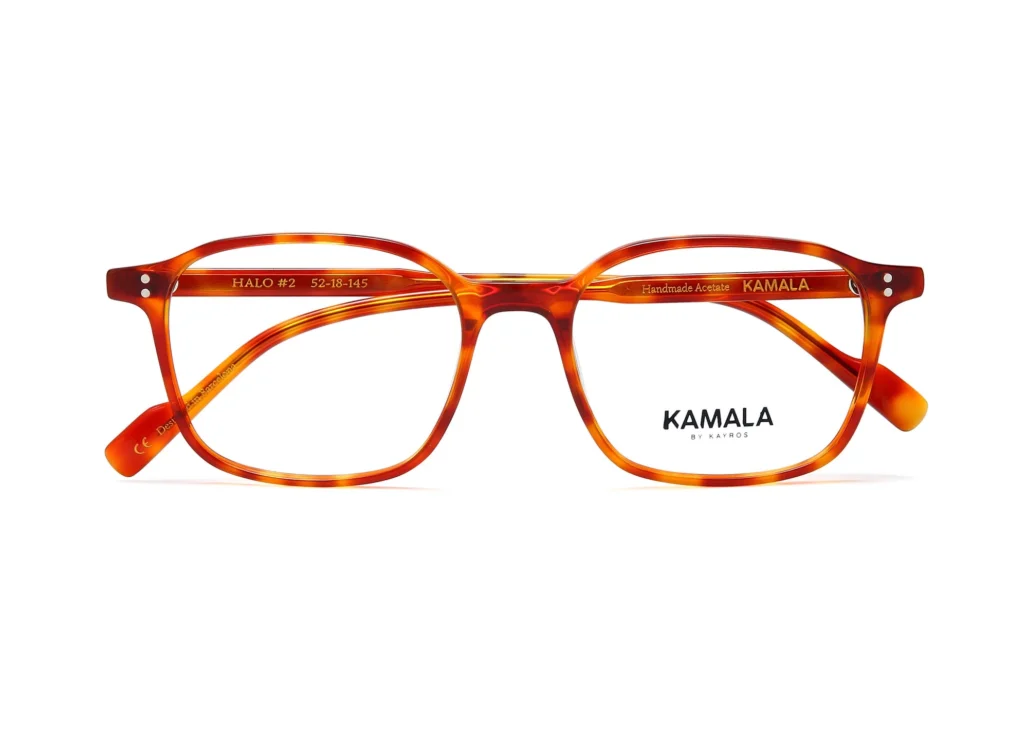 Gafas graduadas de acetato Kamala HALO Camel en vista lateral