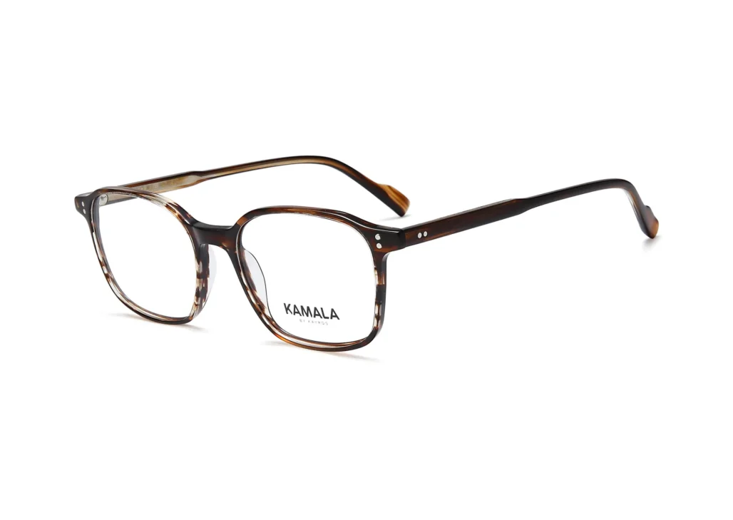 Gafas graduadas de acetato Kamala HALO Brown en vista frontal