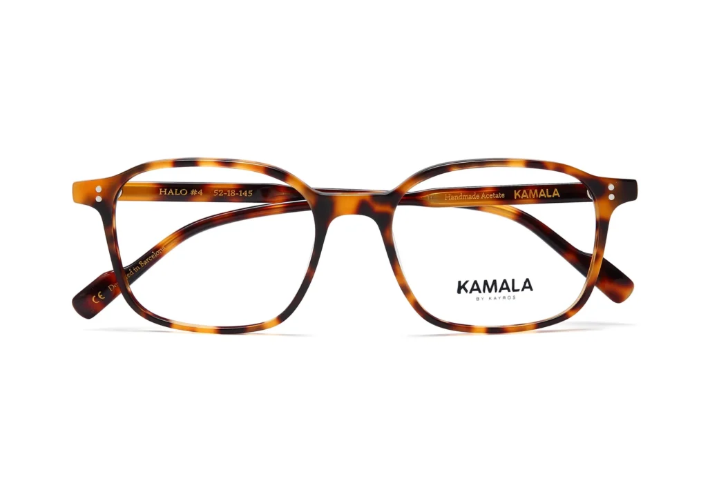 Gafas graduadas de acetato Kamala HALO Tortoise en vista lateral