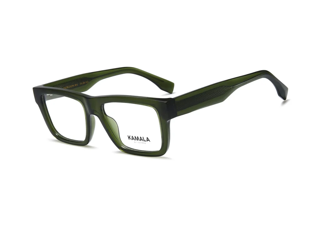 Gafas graduadas de acetato Kamala HORIZON Green en vista frontal