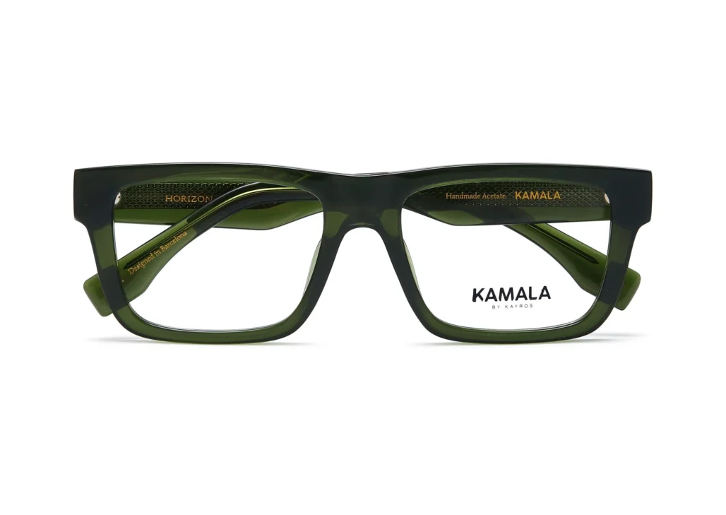 Gafas graduadas de acetato Kamala HORIZON Green en vista lateral