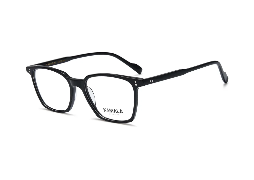 Gafas graduadas de acetato Kamala ICARUS Black en vista frontal