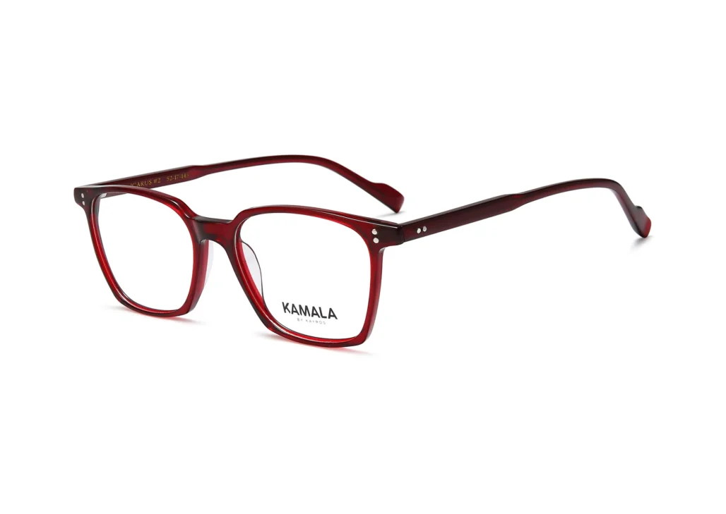 Gafas graduadas de acetato Kamala ICARUS Red en vista frontal