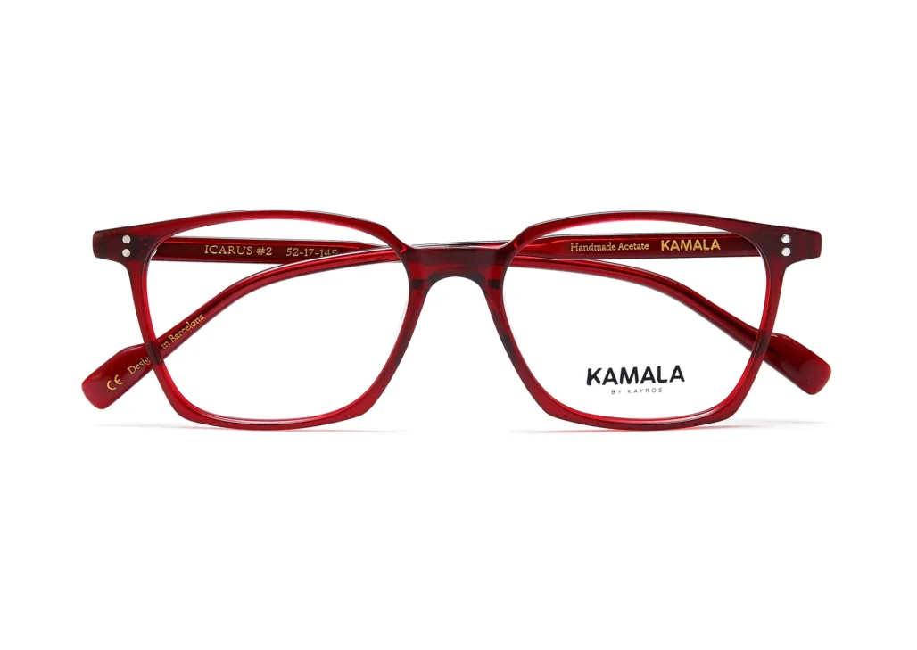 Gafas graduadas de acetato Kamala ICARUS Red en vista lateral
