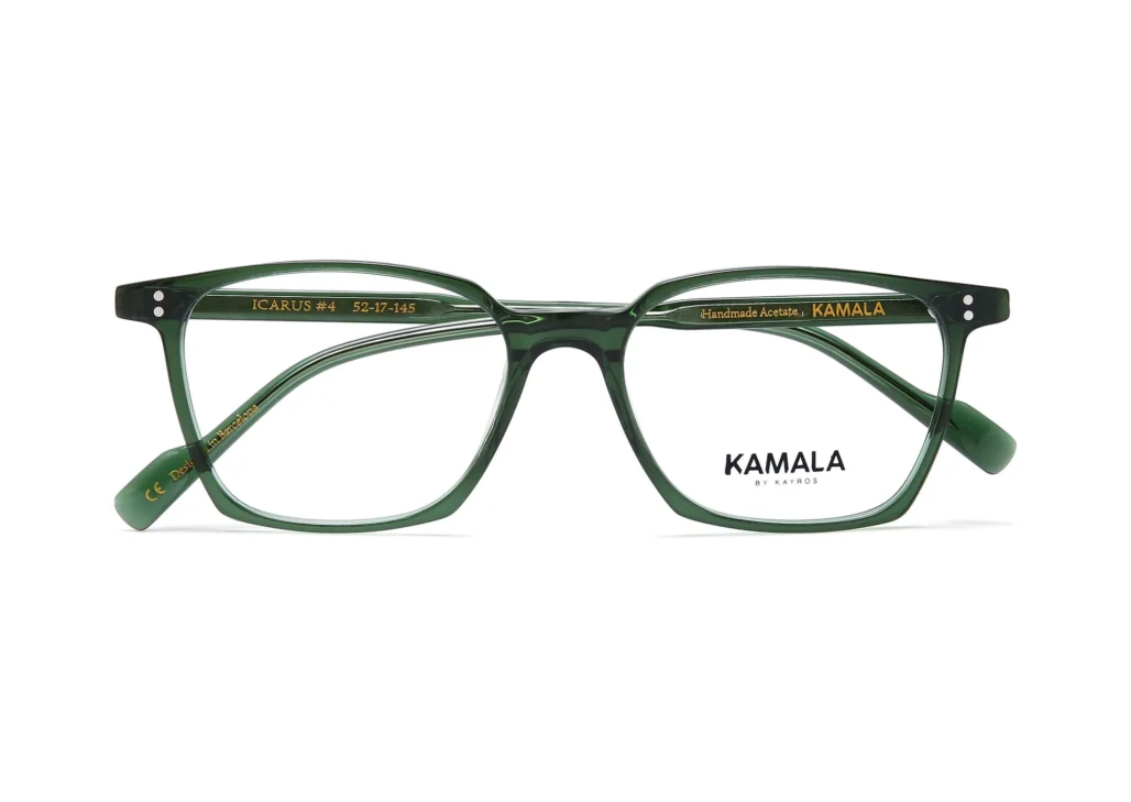 Gafas graduadas de acetato Kamala ICARUS Green en vista lateral