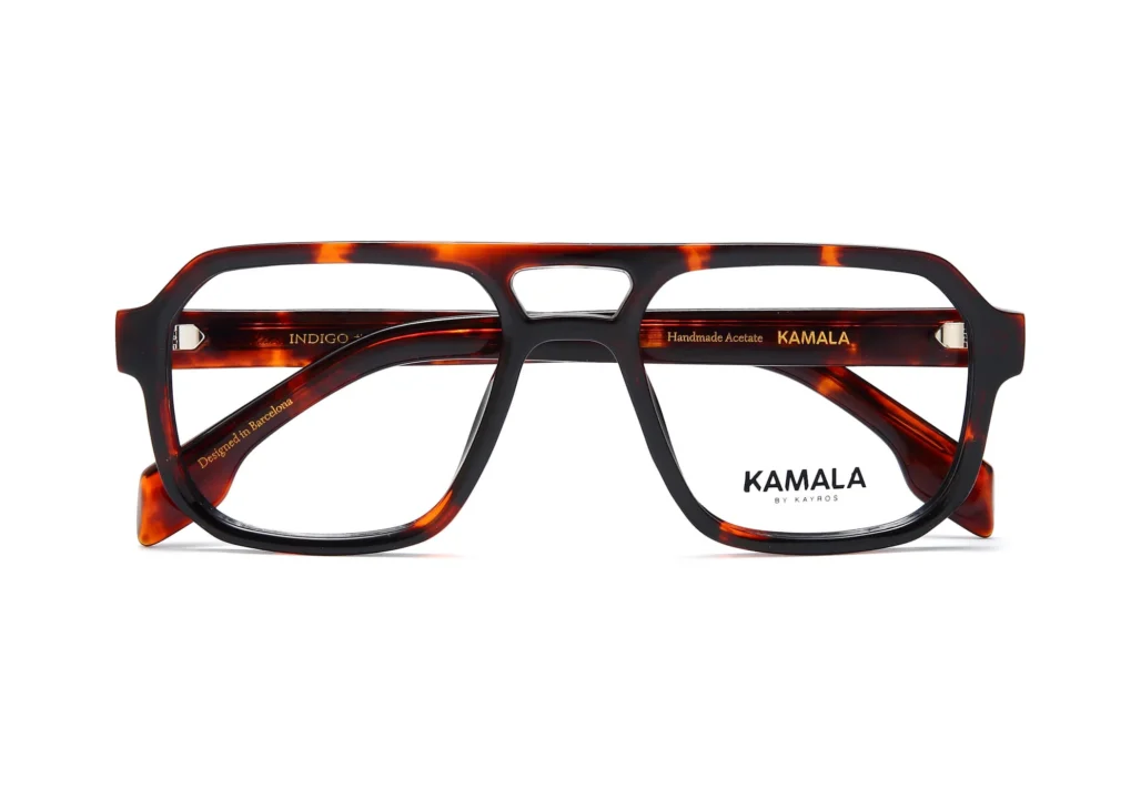 Gafas graduadas de acetato Kamala INDIGO Tortoise en vista lateral
