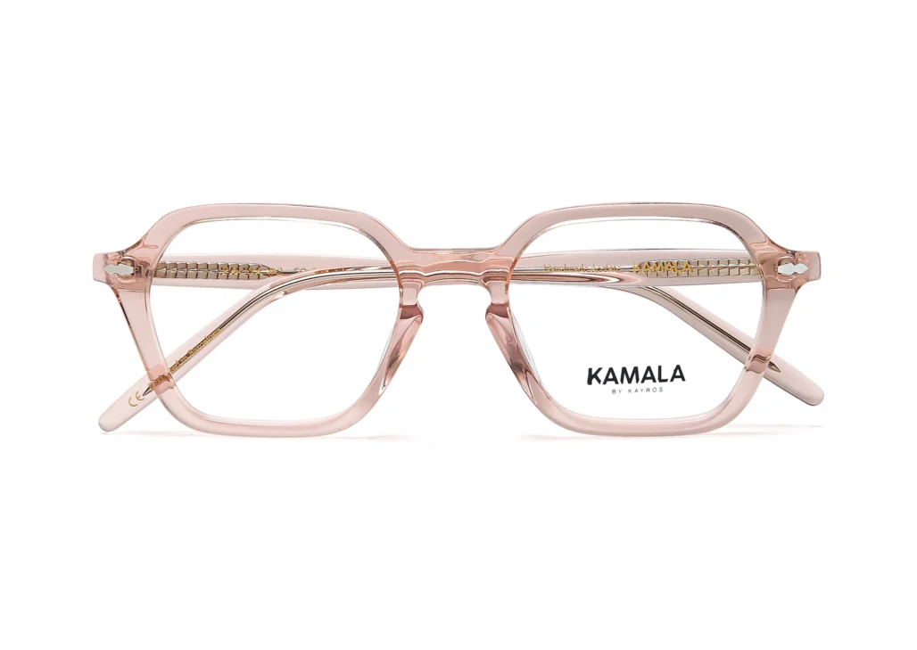 Gafas graduadas de acetato Kamala PAUSA Rose en vista lateral